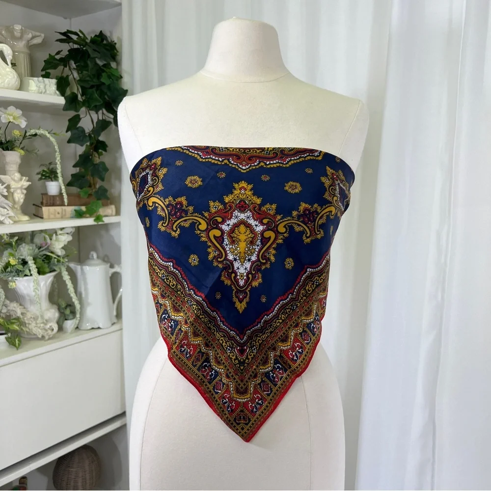 Vintage 90s Classic Tapestry Paisley Style Scarf Top - Picture 4 of 10